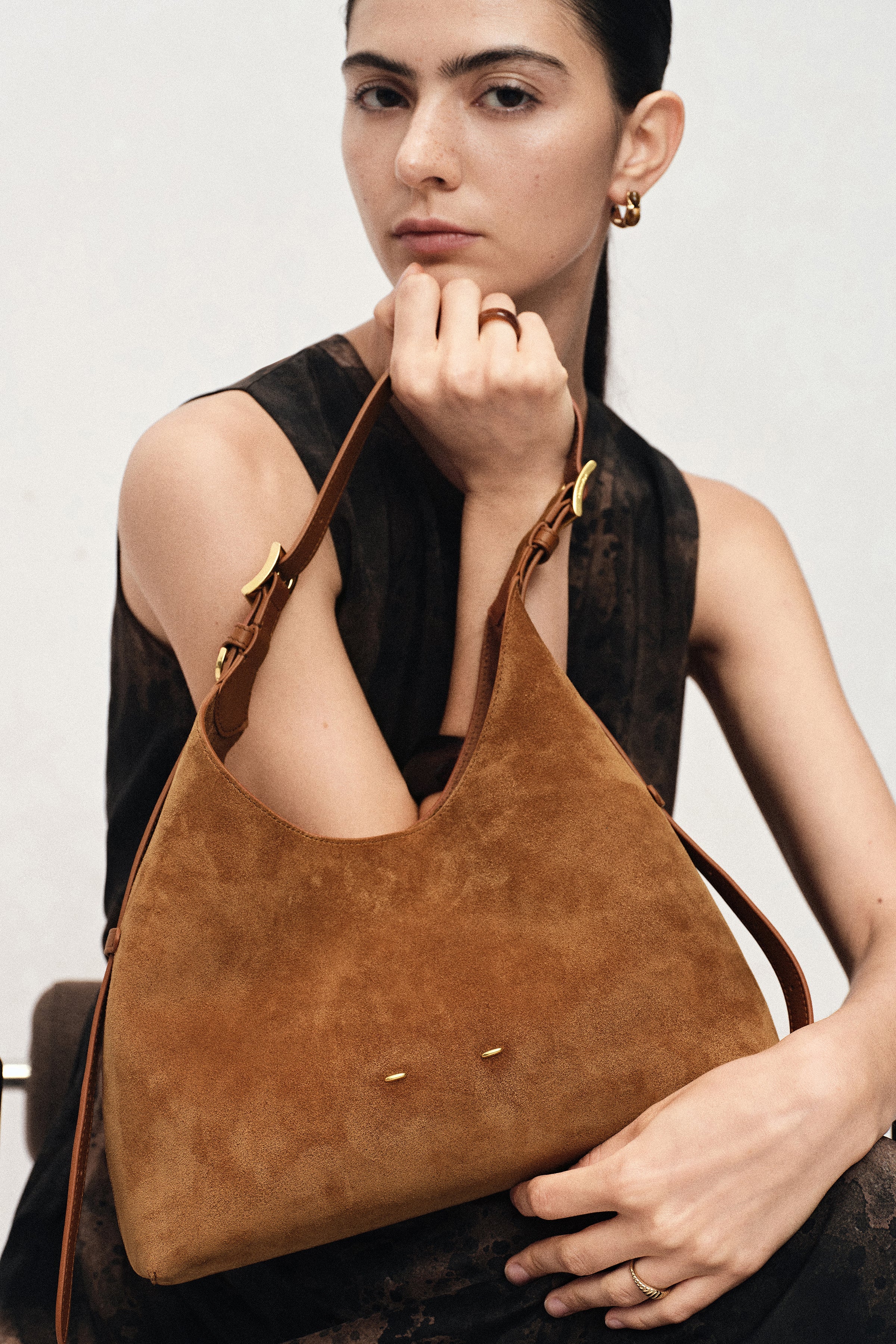 Duomo Small Hobo Bag in Suede