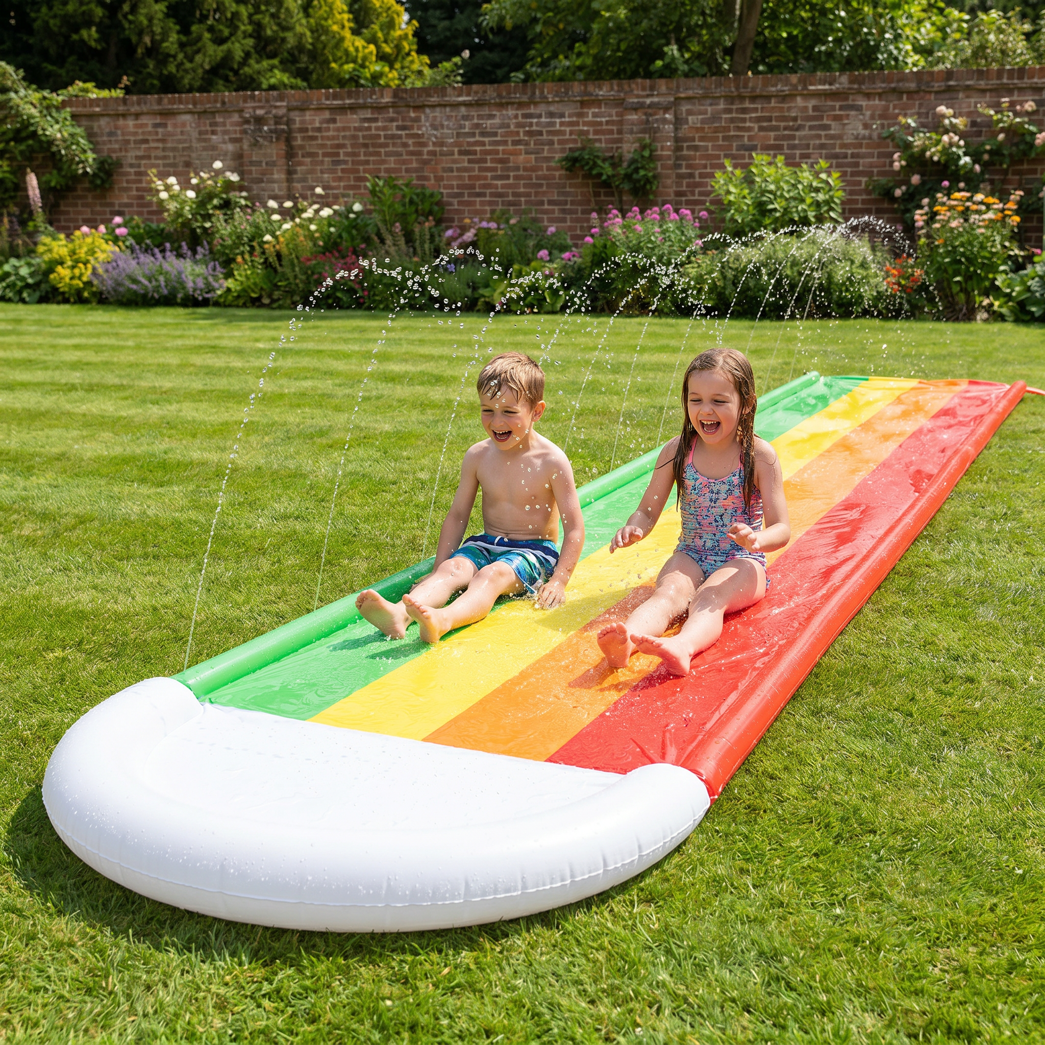 Scivolo d'Acqua Arcobaleno - Scivolo Gonfiabile da Esterno per Bambini e Famiglia